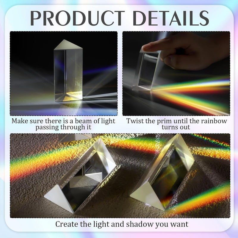 Copkim 4 Pcs Photography Crystal Prisms Optical Triangular Prism for Teaching Photography Kids Science Physics School Supplies(2.5 Inch) - Image 3